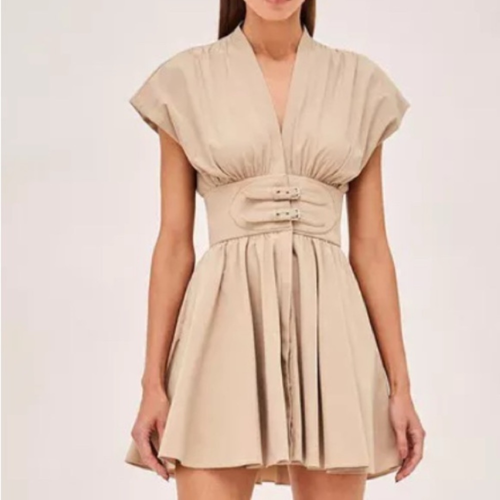 MAJOR ISO ALEXIS LUKA MINI DRESS SMALL TAN